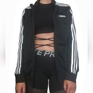 Adidas 3 Stripe Black and White Track Jacket Women's Small Kids Large